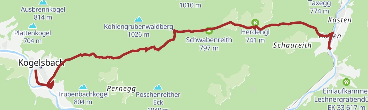 Route map: Durchs Ahorntal von Kogelsbach nach Kasten
